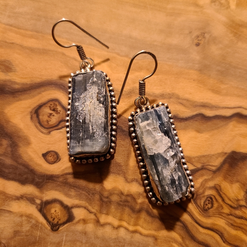 Kyanite gemstone crystal earrings